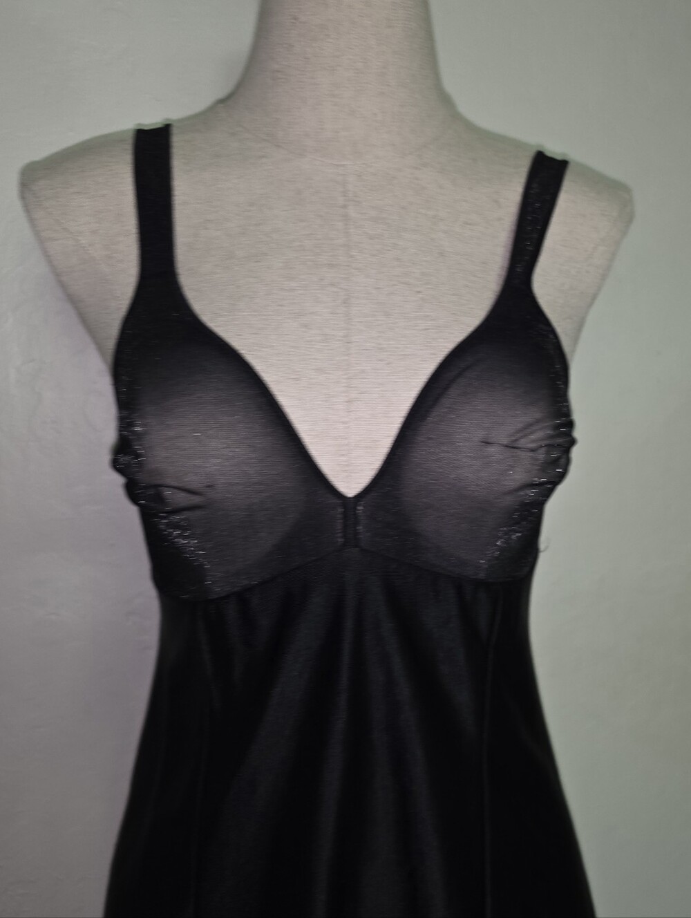 Vintage 1950s 1960s Bosch Black Slip Dress Midi - Picture 3 of 15